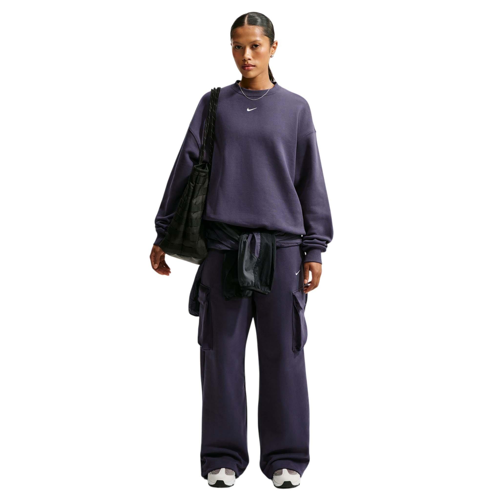 Nike Women's Studio Fleece Medium Weight Oversized Crewneck Sweatshirt - Grey - GREY